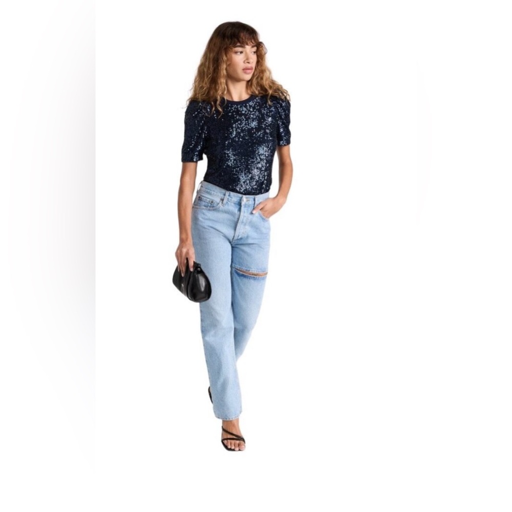 Generation Love Navy Sequin Top Size Medium